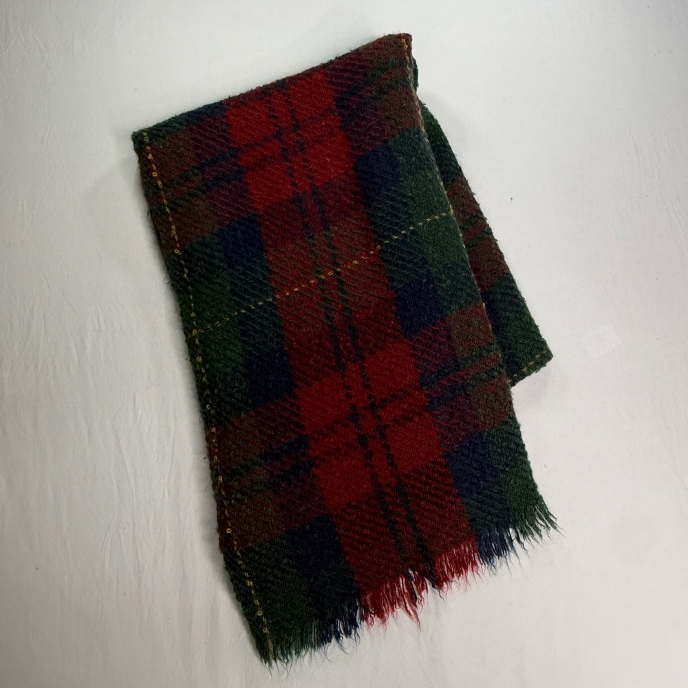 Lauren Ralph Lauren Plaid Scarf Unisex Red Green Tartan Soft Fringe Preppy Wrap